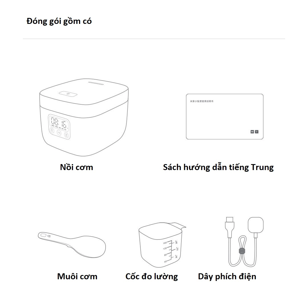 Nồi cơm điện thông minh Xiaomi 1.6L (nấu được khoảng 6 bát cơm)